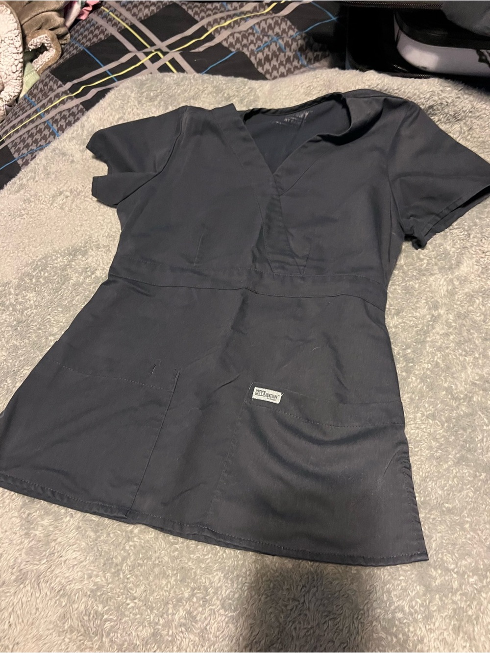 Grey's Anatomy Black Women's V-Neck Scrub Top